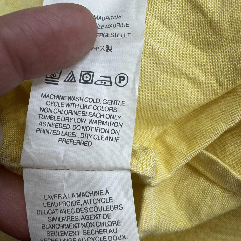 J.Crew Shirt Mens Large Yellow Lightweight Oxford Slim Button Down Short Sleeve - Picture 12 of 13